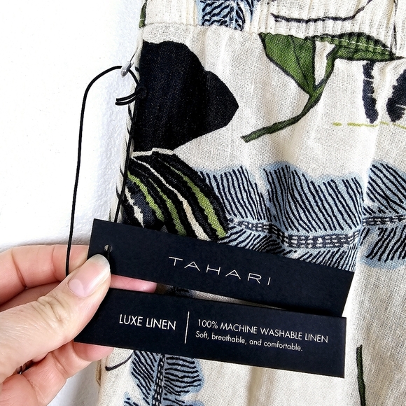 Tahari Tropical Floral Linen Pants NWT - Picture 3 of 6
